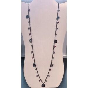 Liz‎ Palacios SF Multi Color Crystal Flower Station Necklace Brass Tone 41 Inch